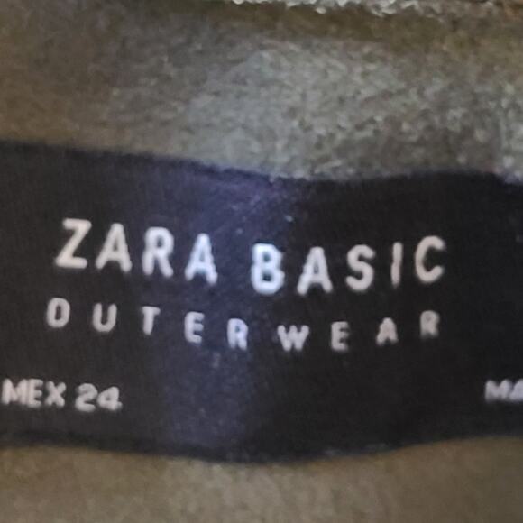 ZARA Outwear Olive Green Faux Suede Belted Moto Biker Jacket Women's Size XS - Picture 8 of 11